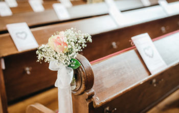 wedding flower and decoration in a christian church